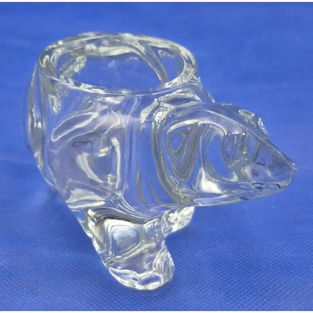Vintage Indiana Glass Clear Polar Bear Votive Candle Holder 4.5